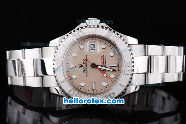 Rolex Yacht-Master Oyster Perpetual Chronometer Automatic with Light Brown Dial,White Bezel and White Round Bearl Marking-Small Calendar - Click Image to Close